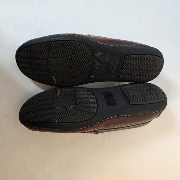 Johnston & Murphy Mens 9 M Brown Woven Leather Loafers Sheepskin Insoles 23-8344